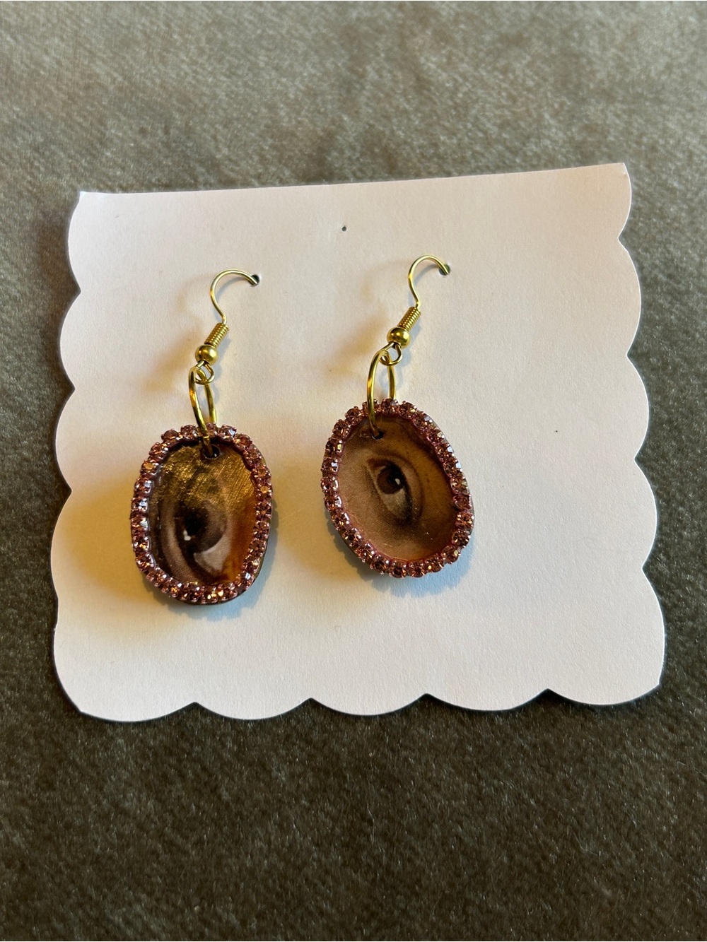 Women Jewelry Pink Beaded Oval Lover’s Eye Style Drop Earrings
